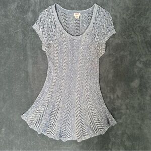Mossimo Supply Co. Light Blue Openwork crotchet Scoop Neck Tunic mini dress XL